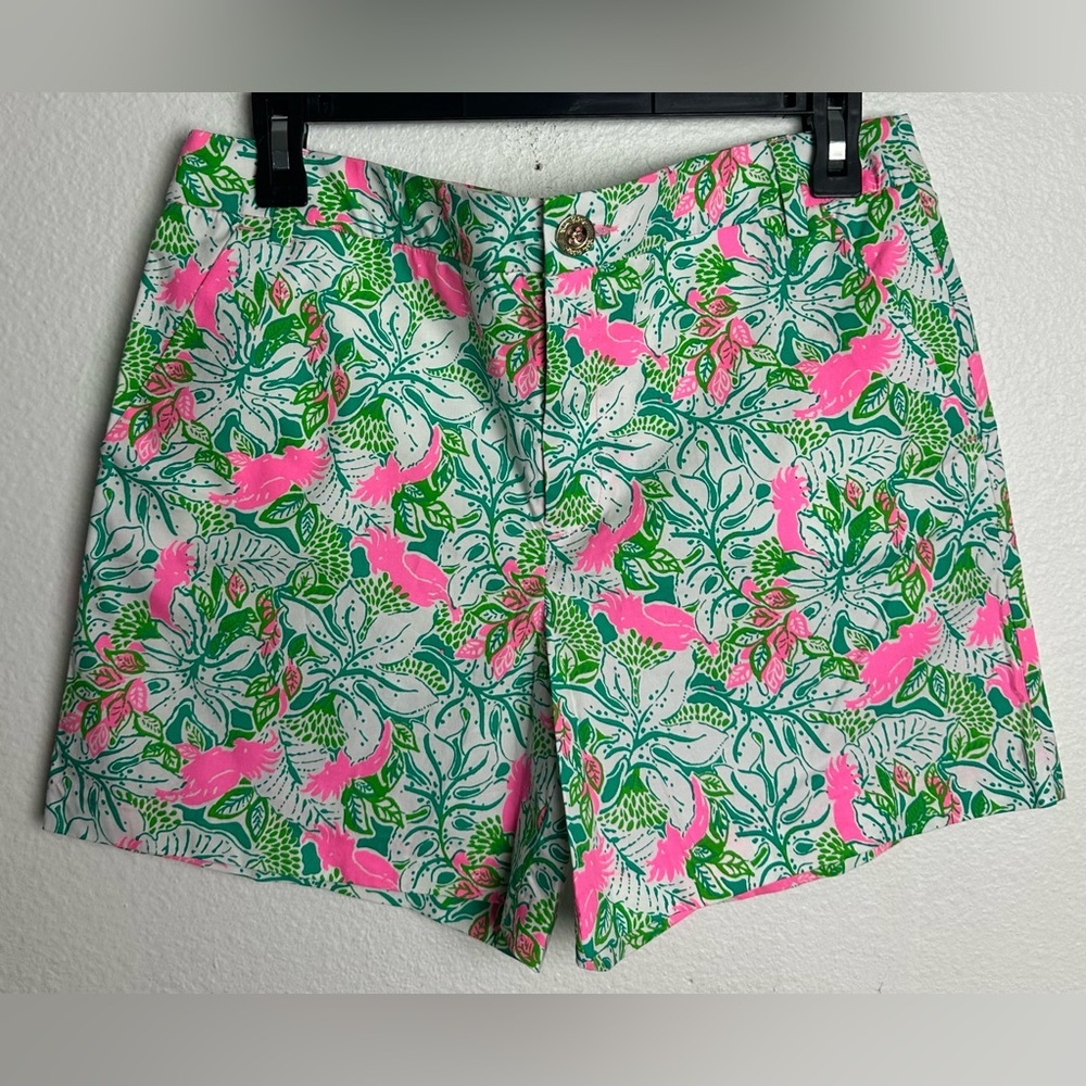 LillyPulitzer Gretchen 5” High-Rise Shorts Botanical Green Just Wing It Size 10 - Picture 2 of 16